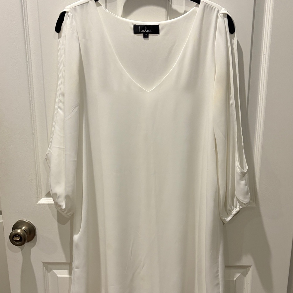 White Dress with Arm Cutouts